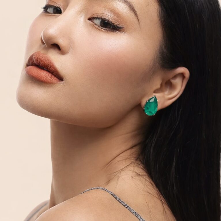 Emerald Teardrop Sterling Silver Jewelry
