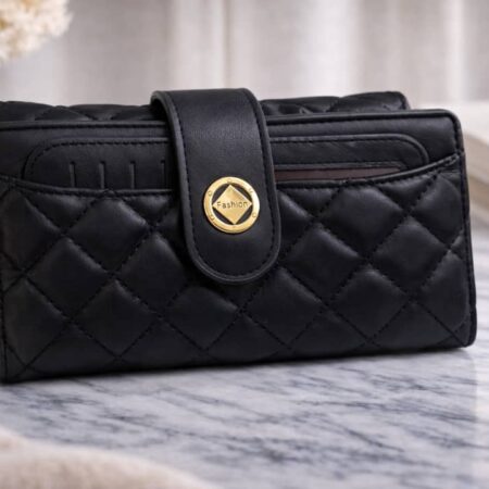 Fashion Minimalist Wallet with Gold Front Logo