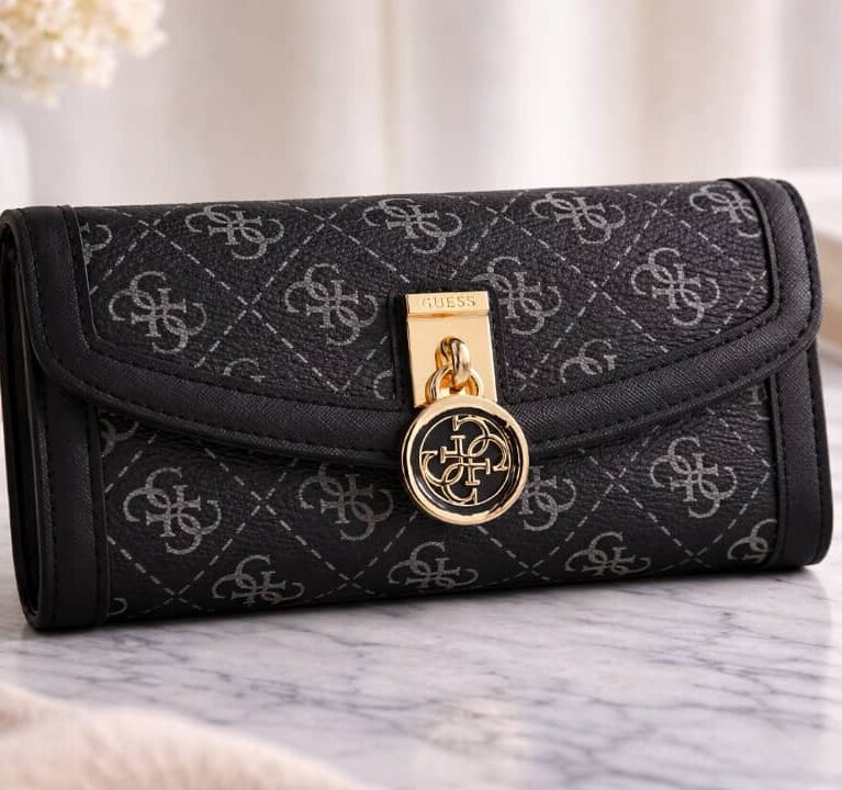 Guess Front-Opening Wallet with Central Logo and Signature Brand Design