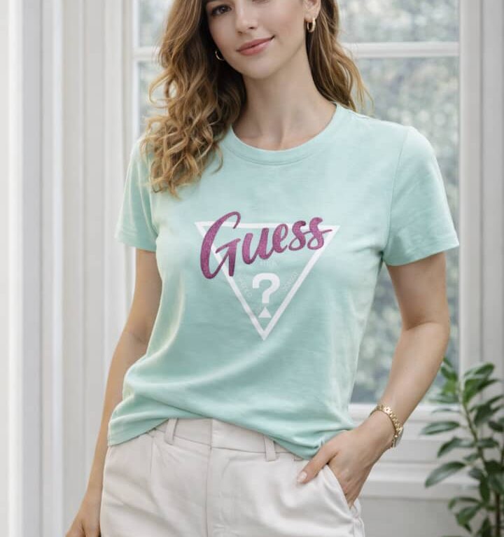 Guess Front Logo Short Sleeve Crew Neck T-Shirt