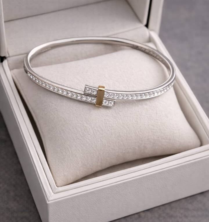 Tiffany-Style Stone Cuff Bracelet