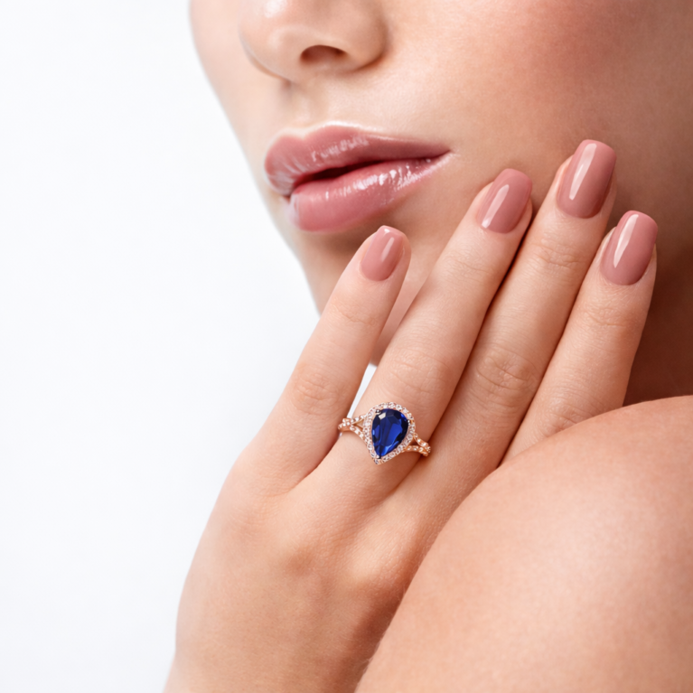 Blue Sapphire Grace Halo Ring