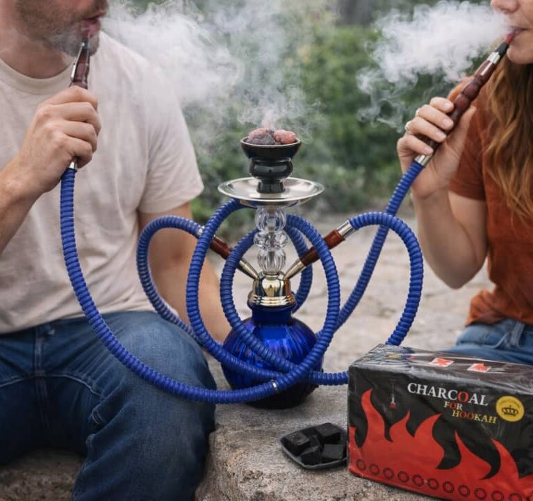 Glass Base Hookah Set with Dual Hoses