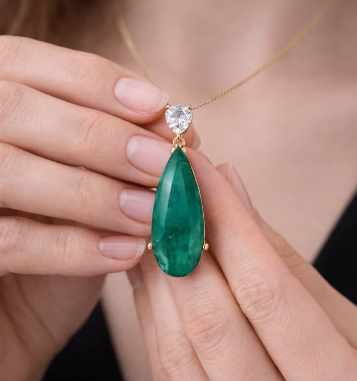 Emerald Aura Drop Pendant